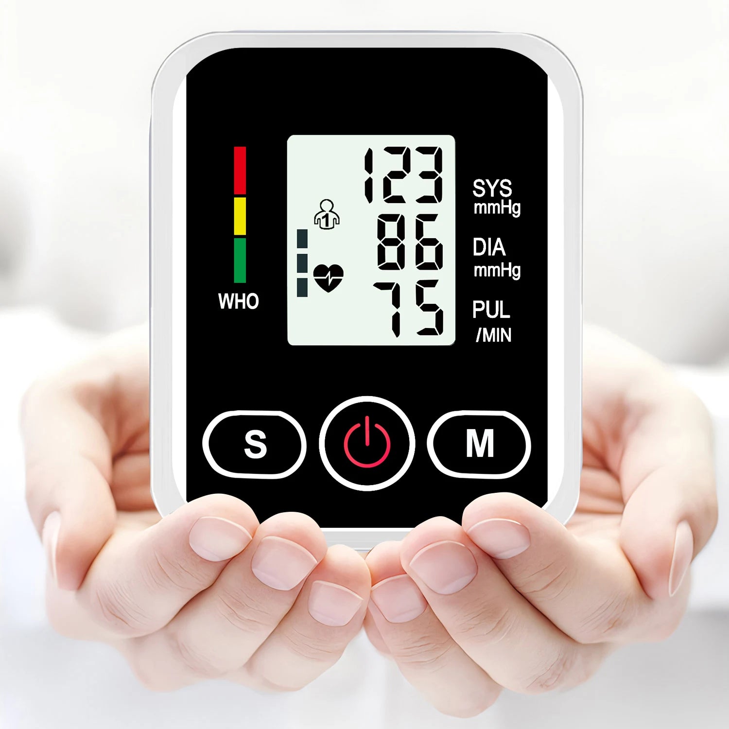 Arm Blood Pressure Monitor LCD Pressure Sensor Monitor BP Automatic Tonometer Digital Tensiometer LED Display Cuff Heart