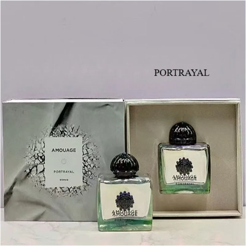 Amouage Portrayal Women EDP: Luxury floral oriental perfume in a square glass bottle with black cap. 100ml gift set.
