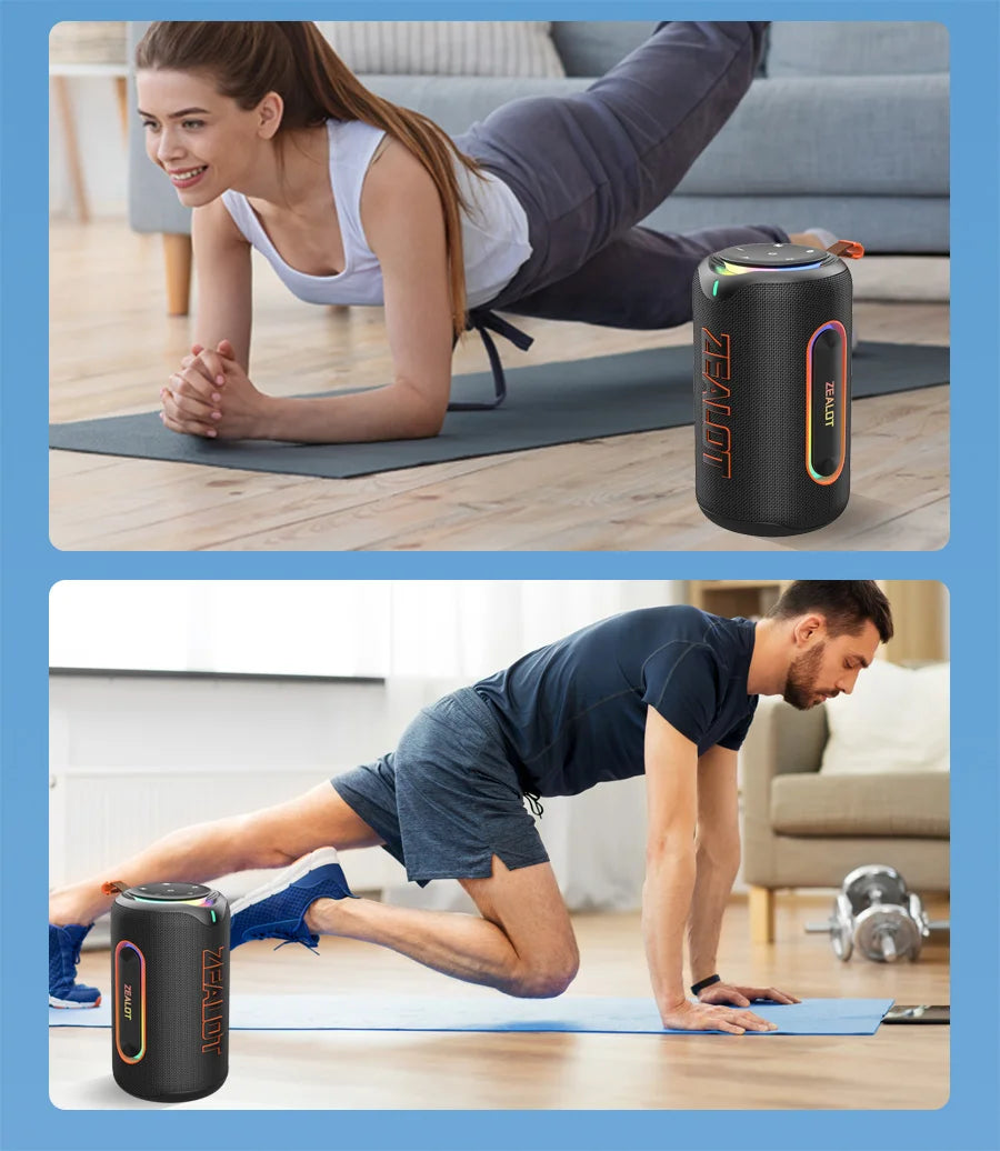 ZEALOT-MP1 60W Wireless Speakers,RGB Light,30 Hours Playtime,, Waterproof IPX 6,Wireless Speaker, Dual Pairing, 8000mAh Battery.