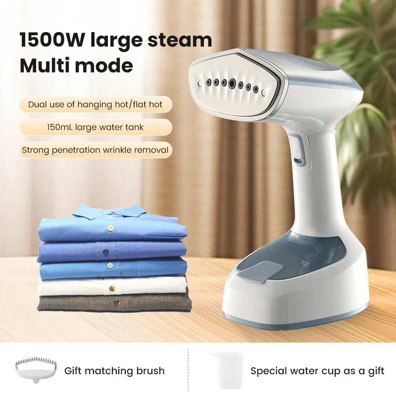 Tidesmit 1500W handheld garment steamer showing foldable design for compact travel and fast fabric wrinkle removal