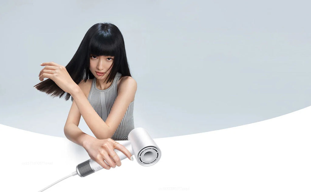 White Mijia H501 high-speed ionic hair dryer for fast, professional hair drying with sleek, modern design.
