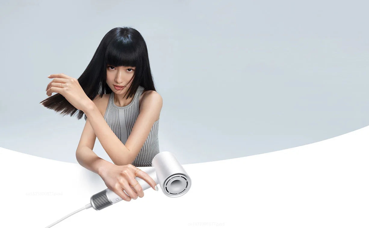 White Mijia H501 high-speed ionic hair dryer for fast, professional hair drying with sleek, modern design.
