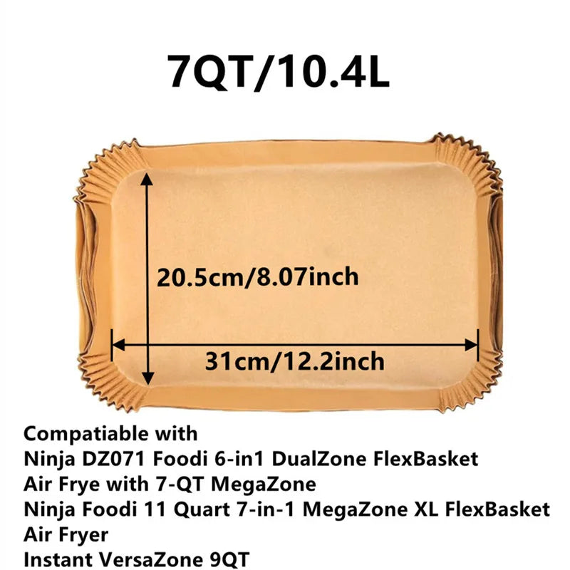 50-200pcs Rectangle Disposable Air Fryer Paper Non-Stick Airfryer Baking Paper Liner Oilproof Oven Pad Mat for Ninja for Philips