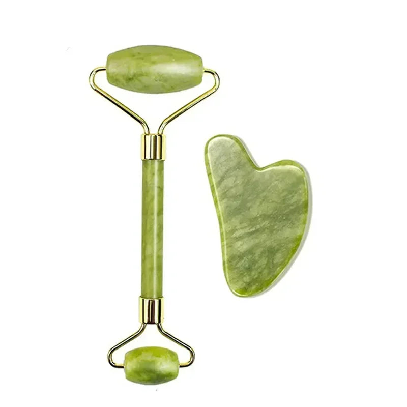 Jade Roller and Gua Sha Set for Facial Lifting | Green Stone Massage Tool Body Shaping Massage Equipment Tidesmit