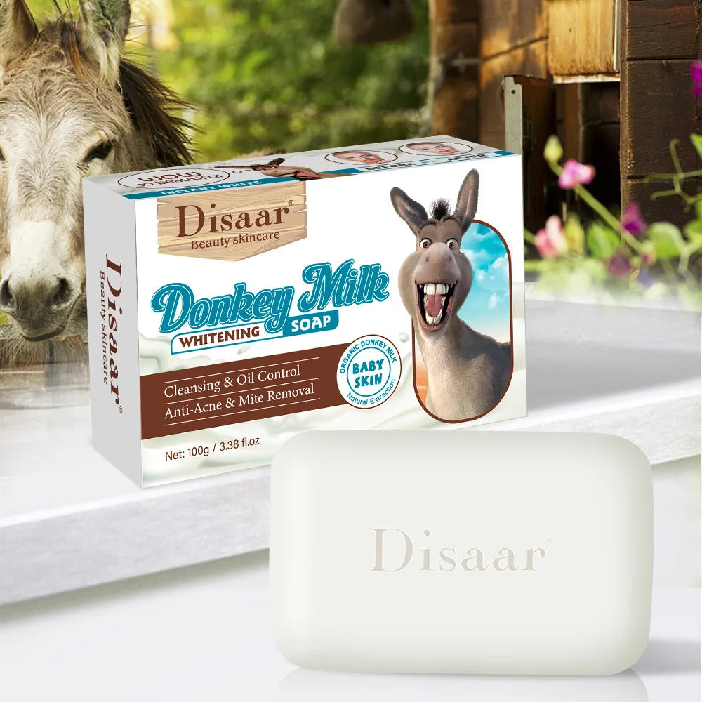 Whitening Donkey Milk Handmade Soap Body Cleanser with Kojic Acid Curcuma Lemon Rice Sandalwood - Skin Care Foaming Bar
