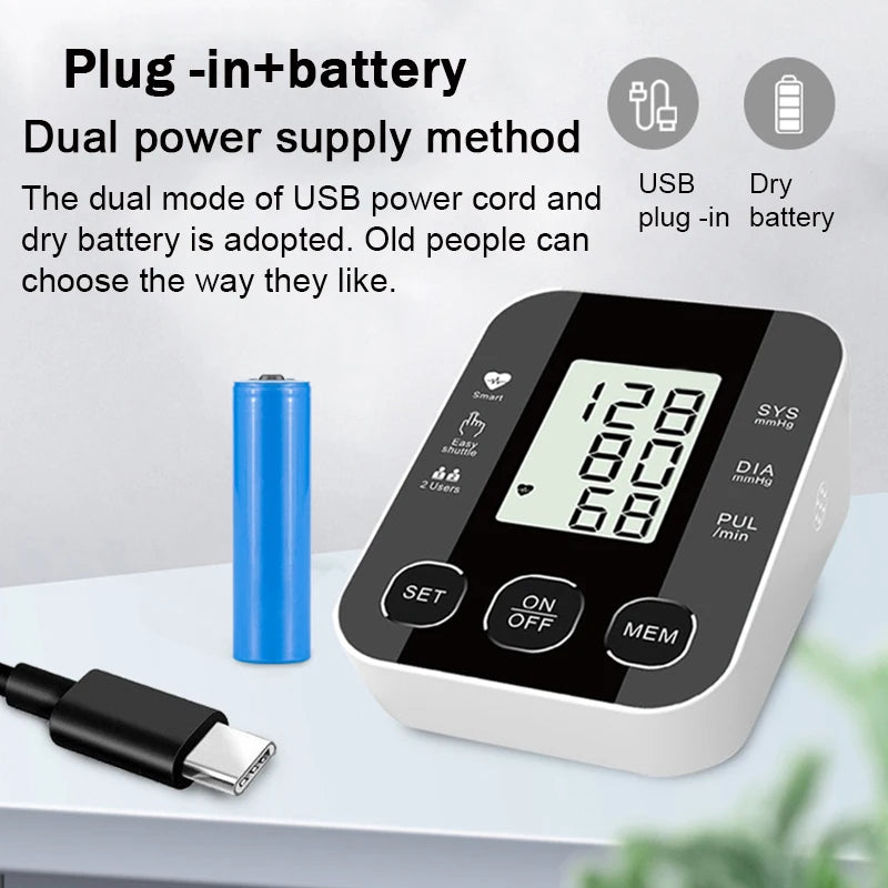 Automatic USB Wrist Blood Pressure Monitor Voice Tonometer Meter Digital Portable Health Care Sphygmomanometer Hematomanome