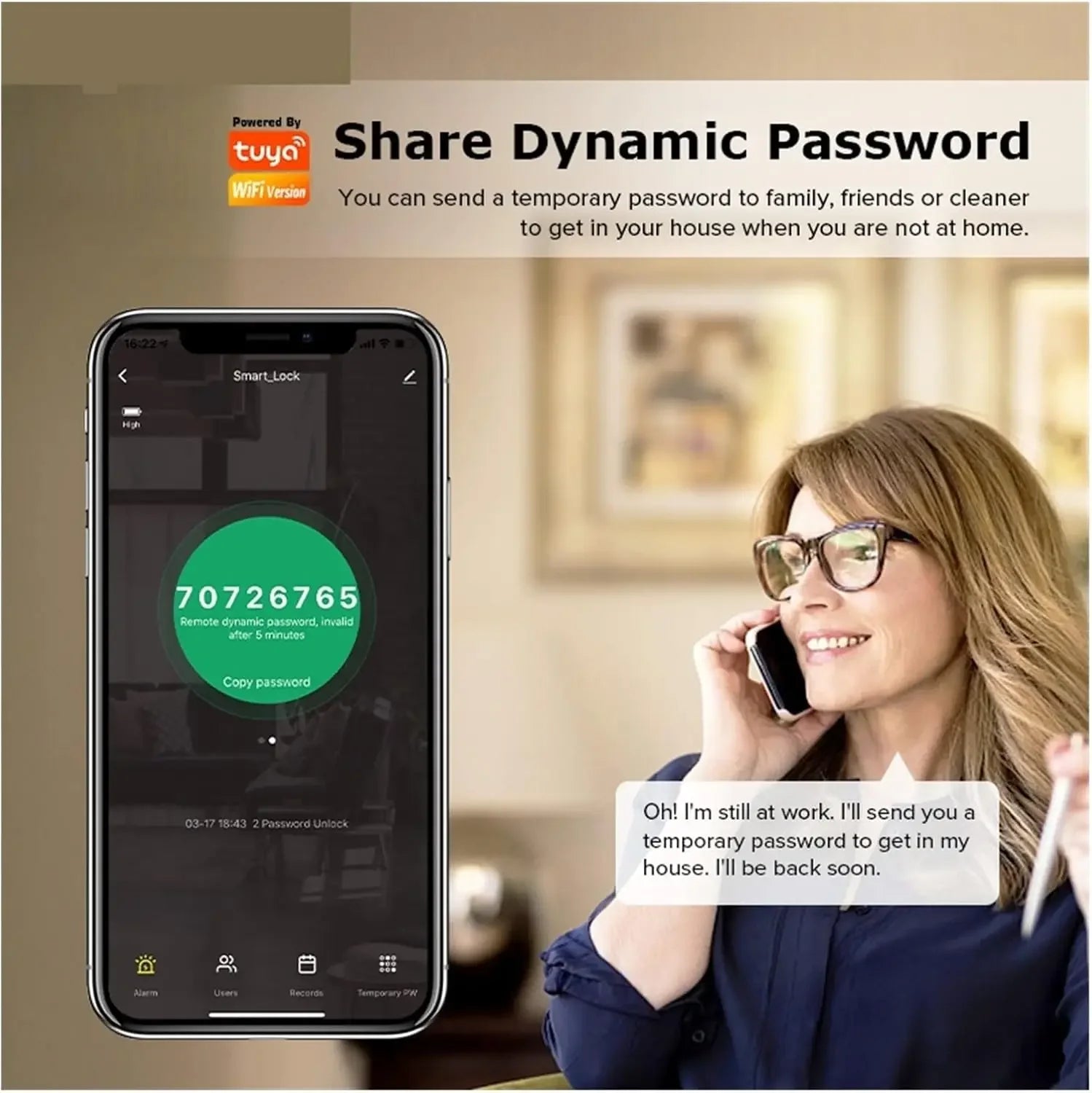5-in-1 Smart Door Lock with Fingerprint Biometric, Wi-Fi, Tuya APP Control, Touchscreen Keypad – Fits 35-60mm Thick Doors
