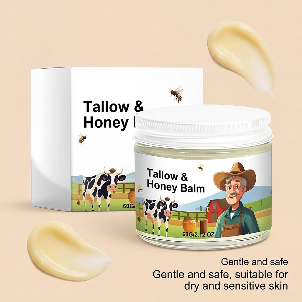 Hydrating Tallow & Honey Balm Skin Nourishing Smoothing Delicate Moisturizer to Improve Texture for Soft Firm Skin Daily Skincar