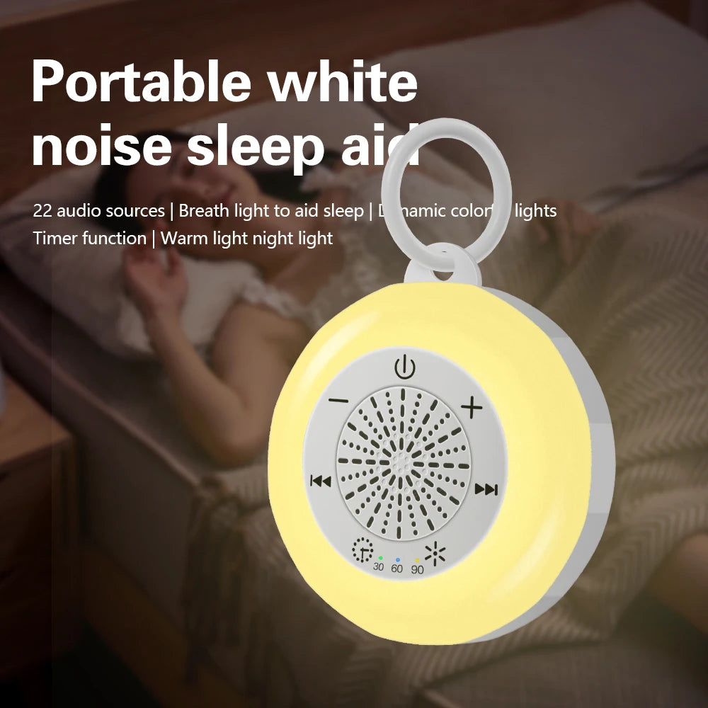 Baby Sleep White Noise Machine USB Rechargeable Timed Shutdown Sleep Machine Baby Sound Player Night Light Timer Noise Player