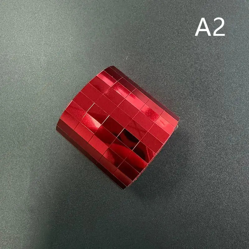 Self-adhesive mosaic glass tape swatch in glossy red mirror tile grid