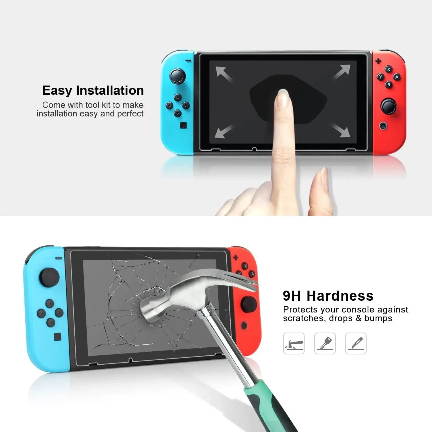 Nintendo Switch Screen Protector - 9H Tempered Glass Anti-Scratch Film Tidesmit