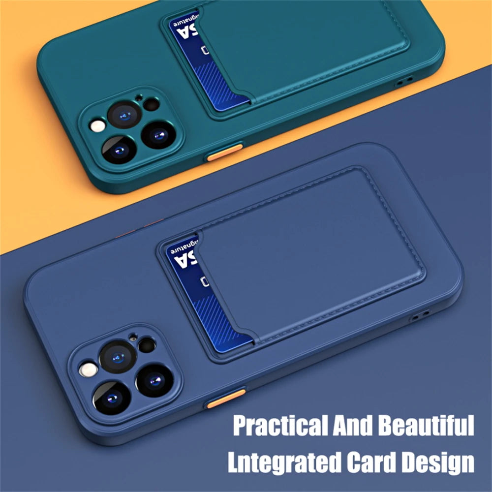 Silicone Wallet Case for iPhone - Shock-Absorbing Slim Fit Cover Tidesmit