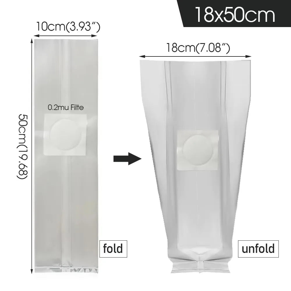 50pcs High Quality PP Mushroom Planting Bag 0.2um Filter Clear Mushroom Spawn Grow Bag Tissue Culture Bag Indoor Gardening