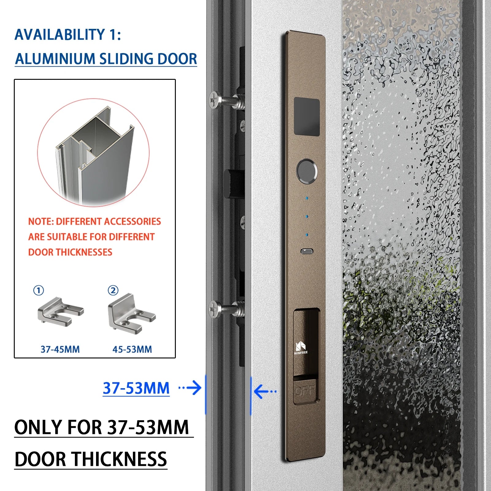 WINFREE Sliding Window Door Smart Lock Fingerprint Tuya Bluetooth Smart Window Lock  Special Aluminiun Profile Window Lock