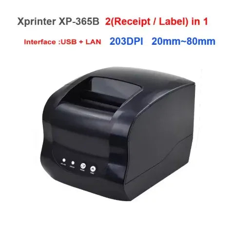 Xprinter XP-365B thermal label printer with USB+LAN