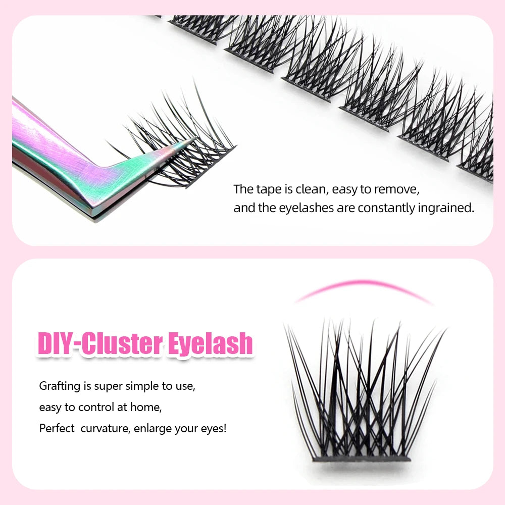 Tidesmit 144-piece black segmented mink cluster lash kit with iridescent tweezers for easy DIY application.