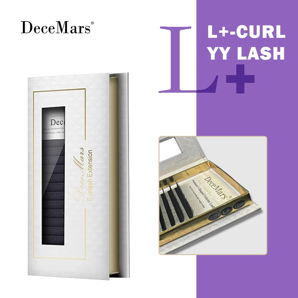 DeceMars L-curl M Curl YY 3D 4D 5D 6D Eyelash Extension 12 Lines for Makeup False Eyelashes YY L Plus Black 0.07mm Tidesmit