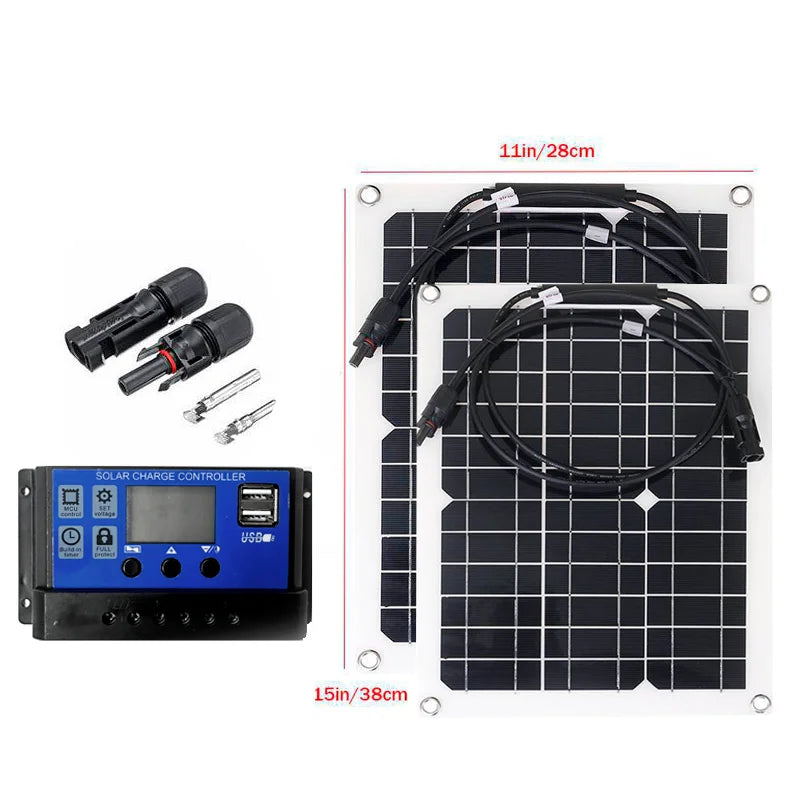 Ultimate Portable Power Bank: 500W/1000W Flexible Solar Panel for Off-Grid Marine & RV Use | 12V Charger with MC4 & Controller