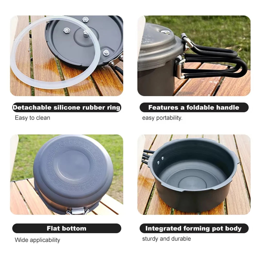 Pressure cooker accessories: detachable silicone ring, folding handle, wide flat base