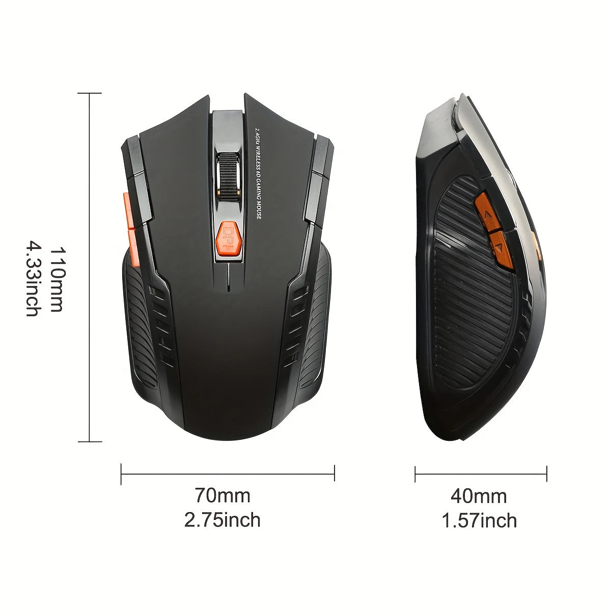 2.4G Wireless Mouse for Laptop Gamer Ergonomic Computer Mouse Wireless with USB Receiver 1600DPI 6 Buttons Portable Optical Mice