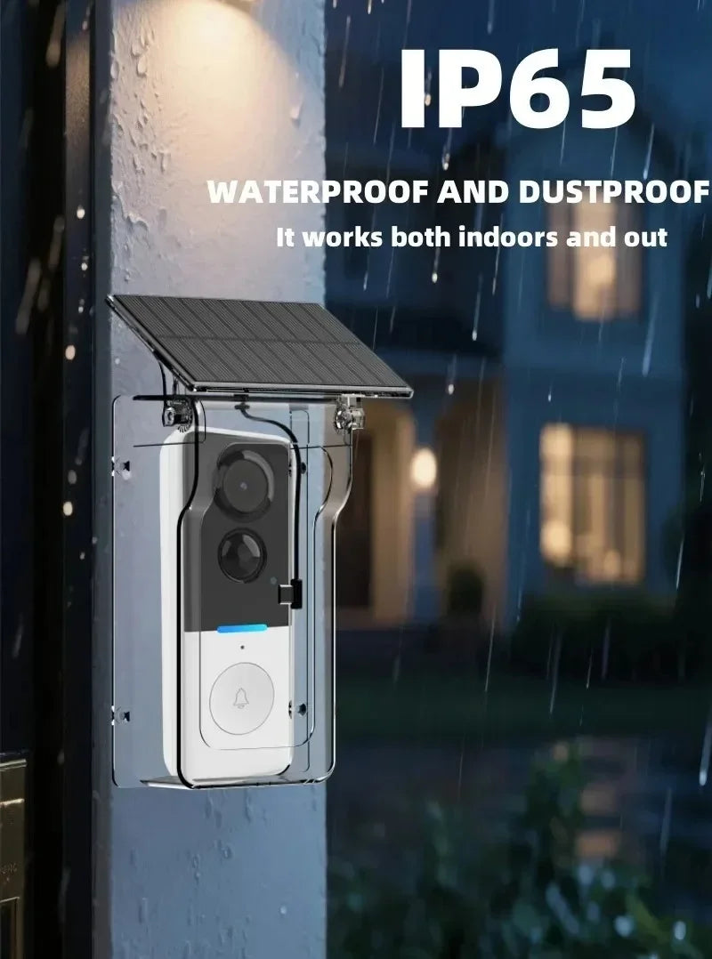 Tuya Doorbell with Solar Rain Cover Camera Wireless Video Doorbell Wifi PIR Human Body Sensing Outdoor Door Bell Video Intercom