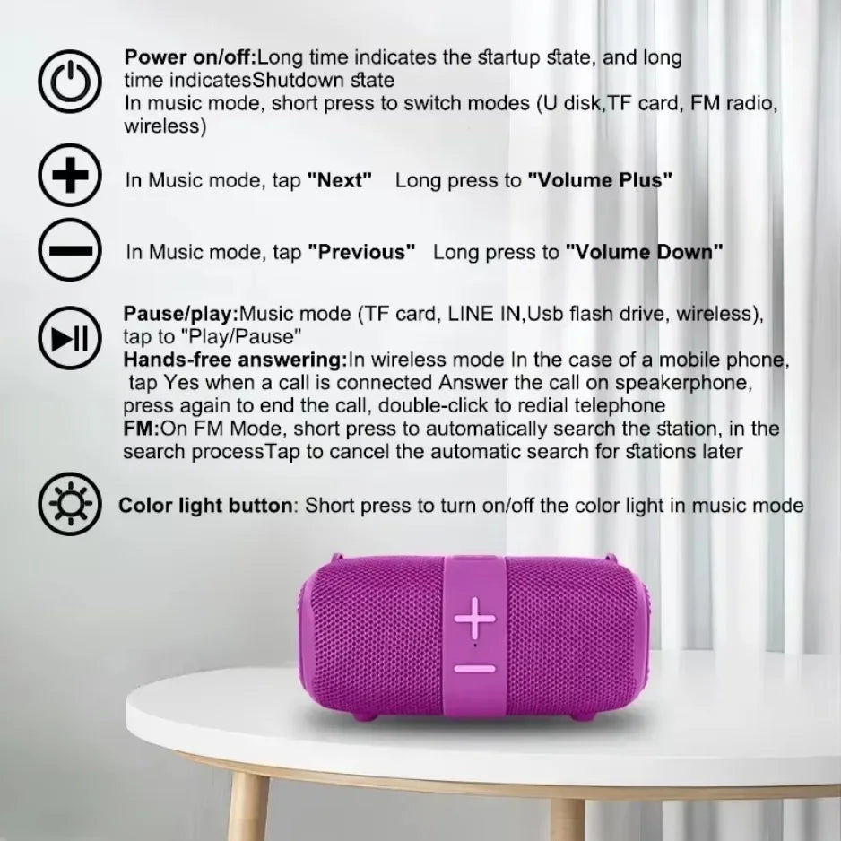 Portable Bluetooth Speaker with RGB Lights & Waterproof Wireless Audio Tidesmit