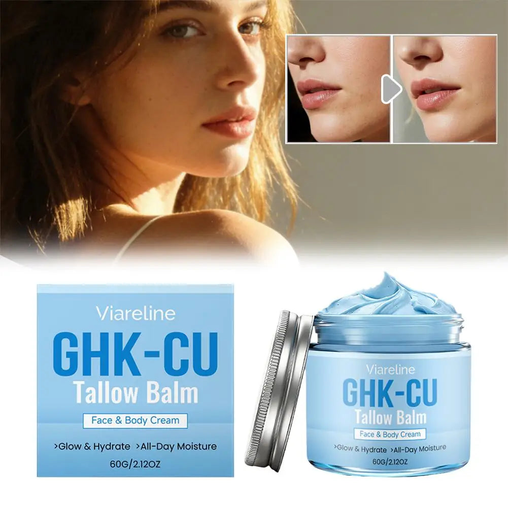 Natural GHK CU Copper Peptide Tallow Balm Blue Cream Deep Hydrating Brightening Moisturizer For Face And Body Dry Sensitive