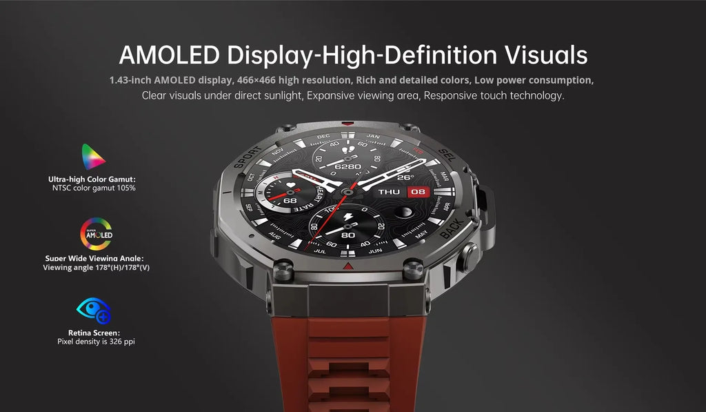 YLL-Dm58 Android Smart Watch AMOLED Screen for Answer Calls GPS Altitude Barometric Compass 5ATM Waterproof NFC Sleep