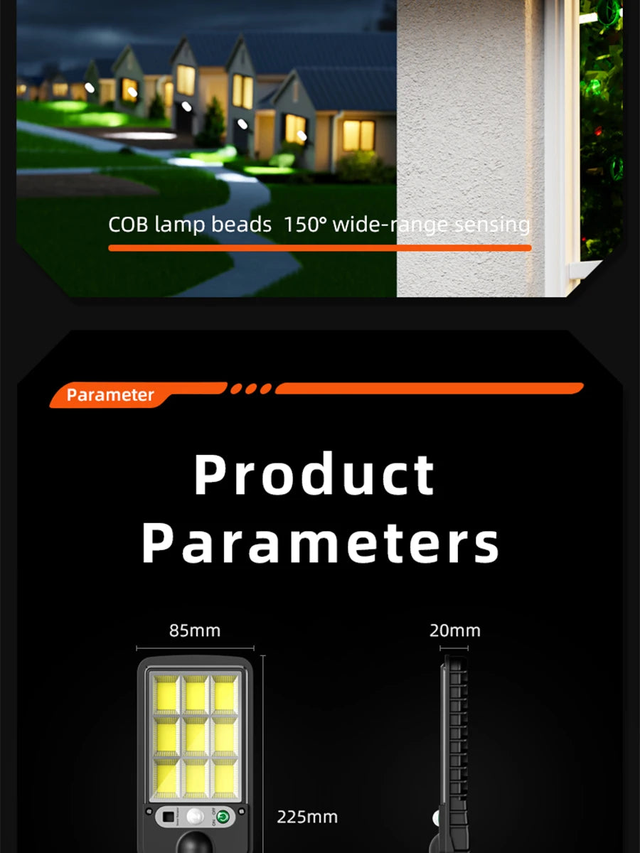 Solar Outdoor LED Wall Light Human Body Motion Sensor 3 Modes IP65 Waterproof Solar Garden Lamp Auto Charging Waterproof Outdoor Street Lantern for Yard Courtyard Garage Terrace Patio Home Exterior Decor Security Night Light
