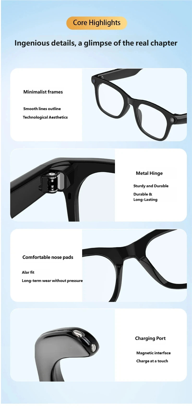 AI Smart Shooting Glasses | HD Voice Control Wide Angle Black Edition Tidesmit