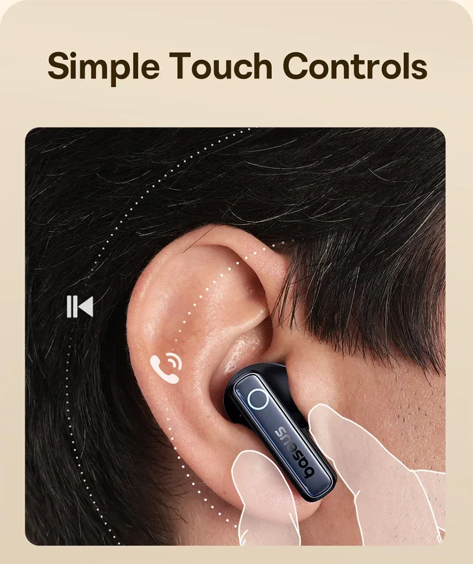 Baseus Bowie 30 Wireless Earphones 50dB Noise Reduction 65Hrs Long Playtime Bluetooth 5.3 Earbuds 6 Mics AI Call Clear Big Bass Tidesmit