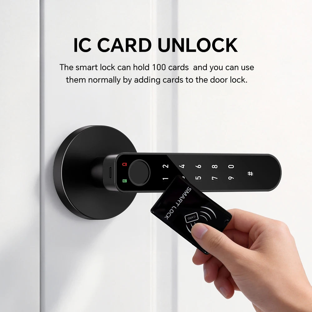ICCSSI Smart Door Lock Fingerprint Lock Fingerprint/Tuya APP/Password/IC Card/key Unlock Multi Language Audio Playback B208APRO