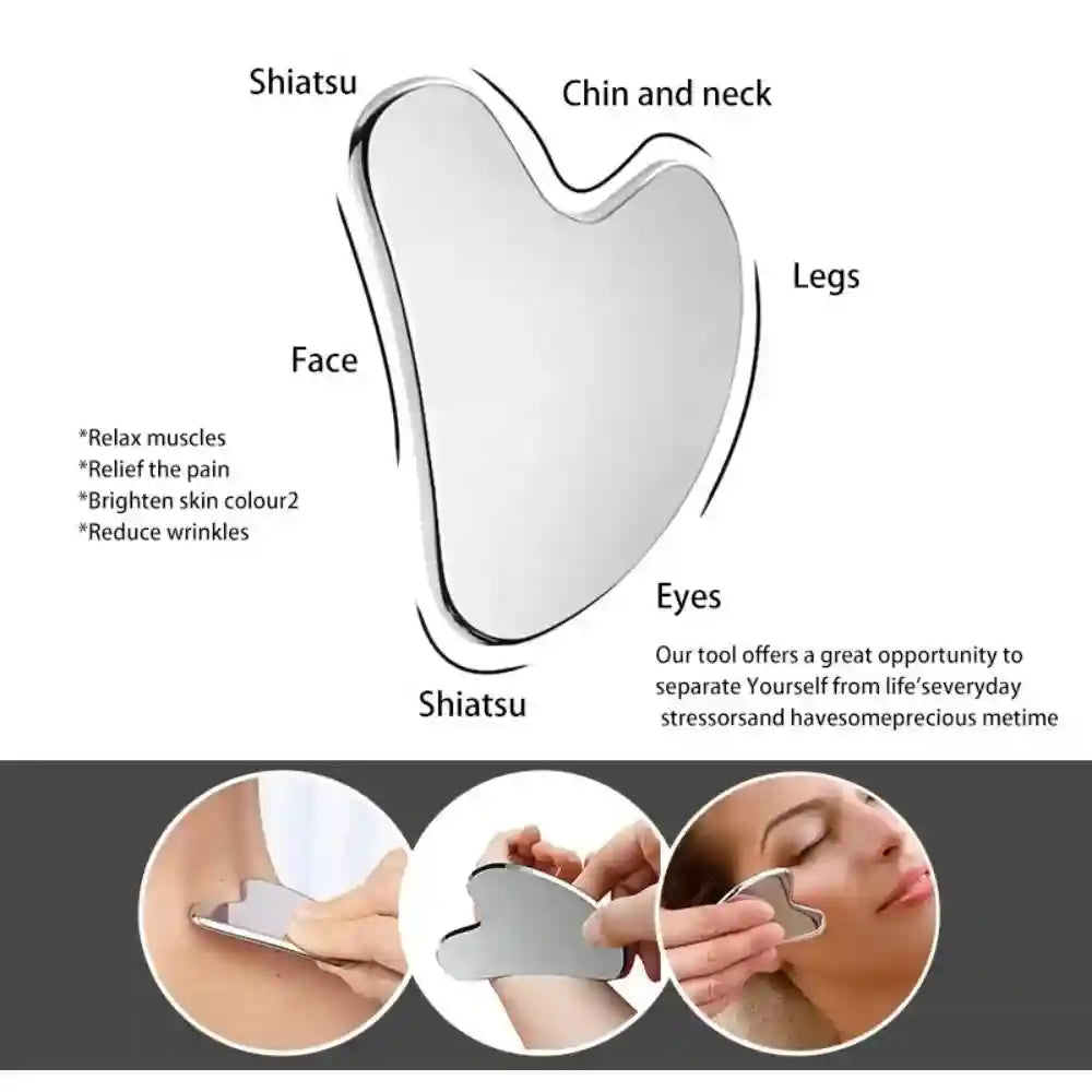 Stainless Steel Gua Sha Face Massager - Ergonomic Heart Shape Tool Eye Massage Instrument Tidesmit