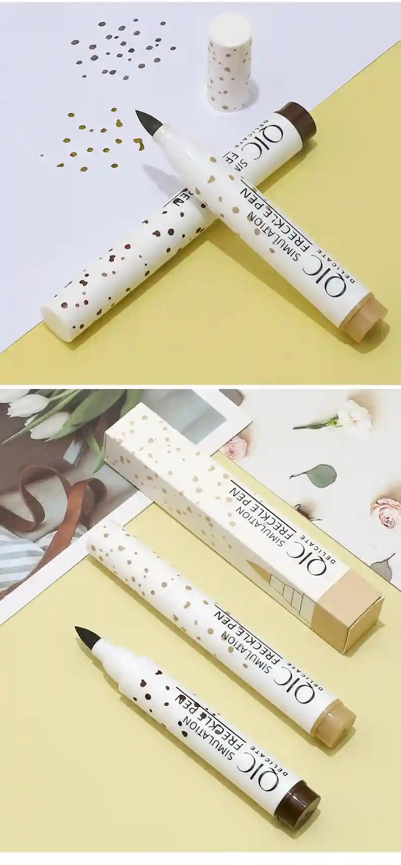 Tidesmit waterproof fake freckles pen for natural dotted face makeup texture close-up