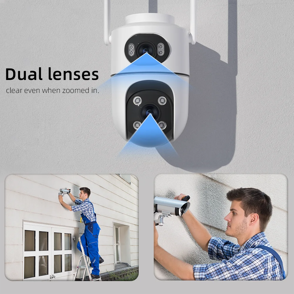 TreGear 8MP 4K PTZ Wifi Camera with Dual Lens Dual Screens AI Human Detection Wireless Outdoor CCTV Security IP Camera ICSEE App