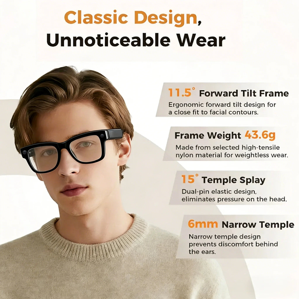 AI Smart Glasses with 8MP Camera and Real-Time Translation - Tidesmit Tidesmit