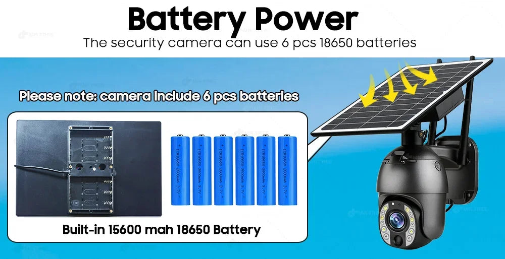50X Optical Zoom Solar Camera Replaceable Battery 4G SIM/Wifi Home Outdoor Security PTZ Motion Detection/Track Surveillance Cam