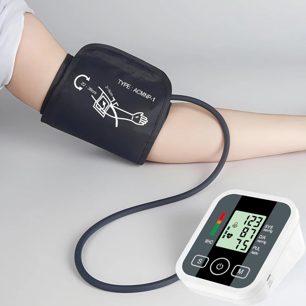 Automatic Upper Arm Blood Pressure Monitor Digital Sphygmomanometer Tensiometer Pulse Heart Rate Health Meter