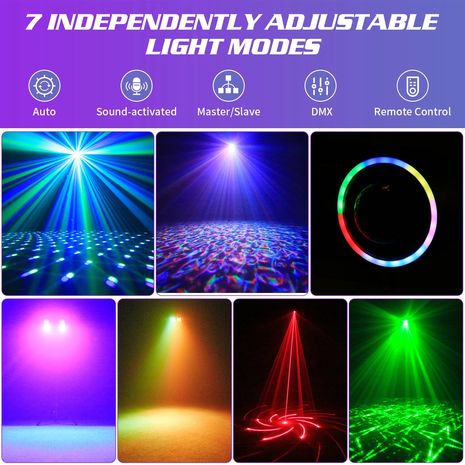 2PCS Bracket Effect Lights 7in1 RGBW LED Light Stand Kit W/Bag Magic Ball Beam Effect Light Remote Control DJ Disco Party Lights