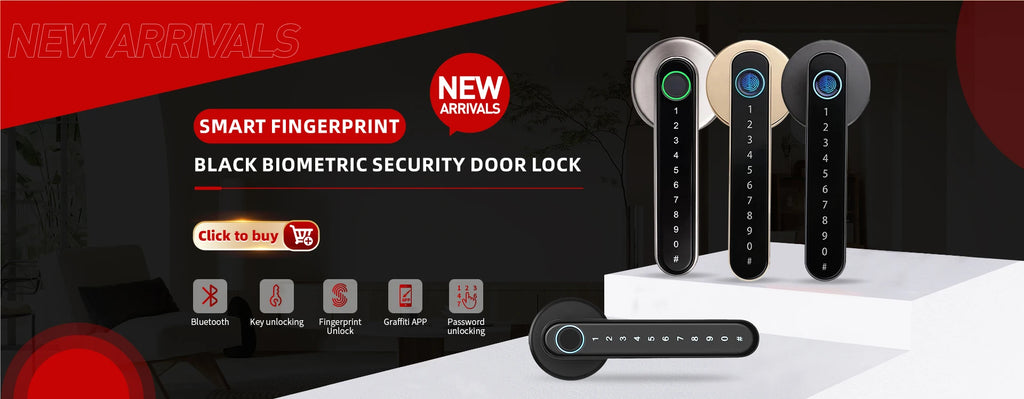 NAIERDI 5-in-1 Smart Fingerprint Door Lock Tuya APP Bluetooth Keypad IC Card Keyless Digital Door Knob for Hotel Office Bedroom