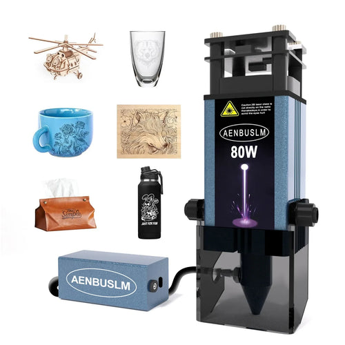 80W blue laser engraving head module for CNC, black and blue housing with front nozzle