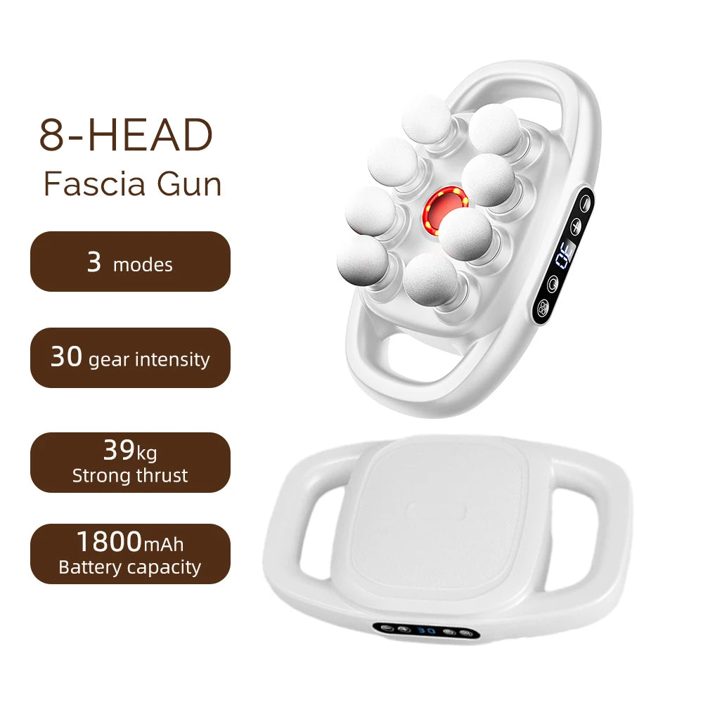 Deep Tissue Massage Gun with 99 Speed Settings and Heat Therapy Back Massage Instrument 8 head 1 Tidesmit