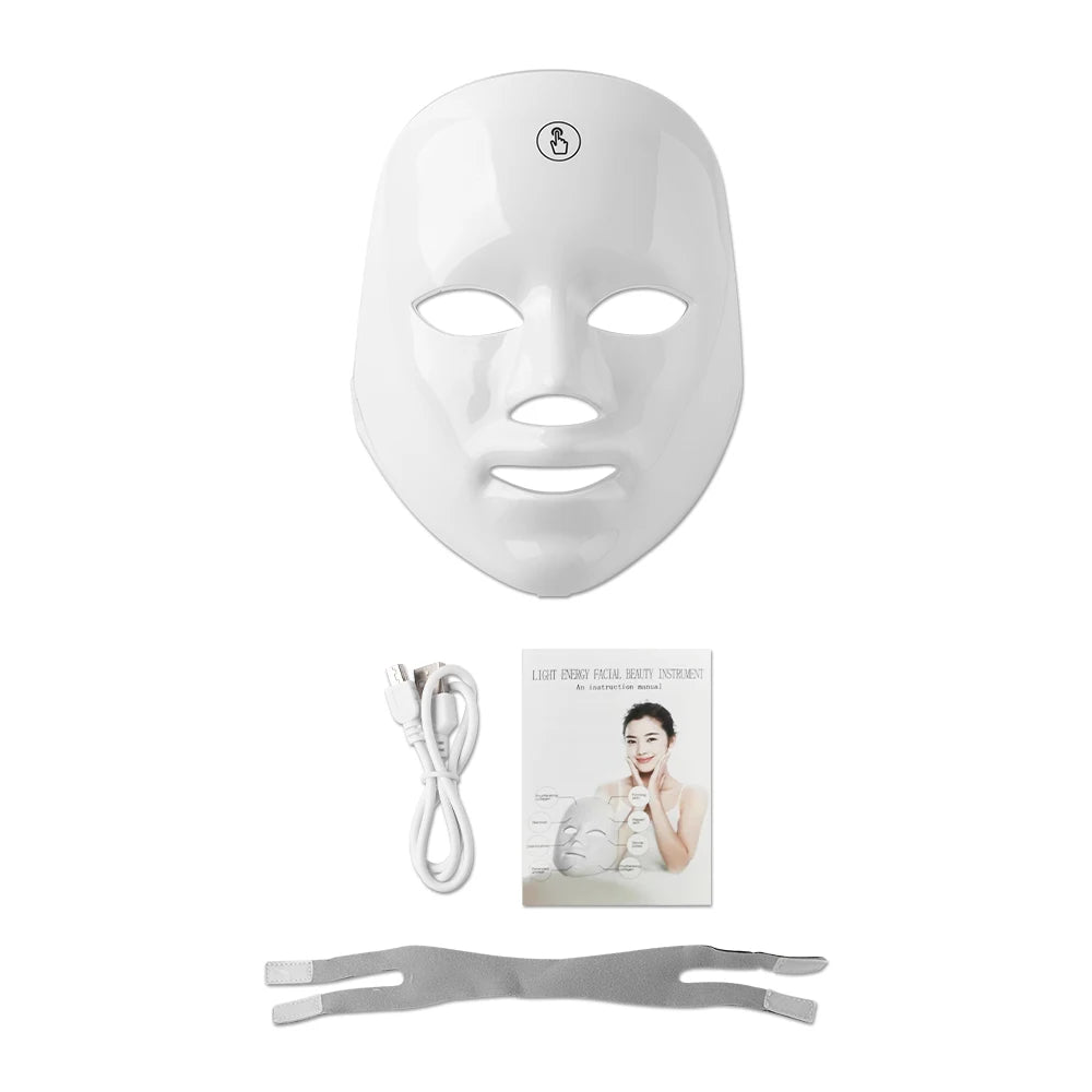 7 Colors LED Facial Mask Photon Therapy Face Skin Care Mask Anti Acne Therapy Skin Rejuvenation Wrinkle Removal Face Beauty Mask