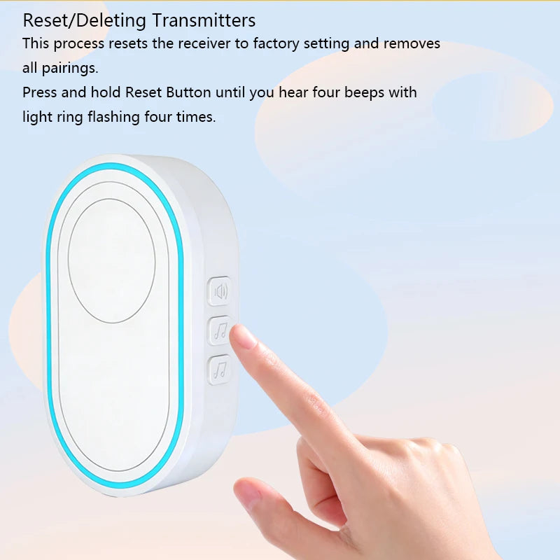 Wireless White Doorbell Waterproof Welcome Chime Home Door Bell Intelligent 39 Songs Smart Alarm With Battery For Store Hotel