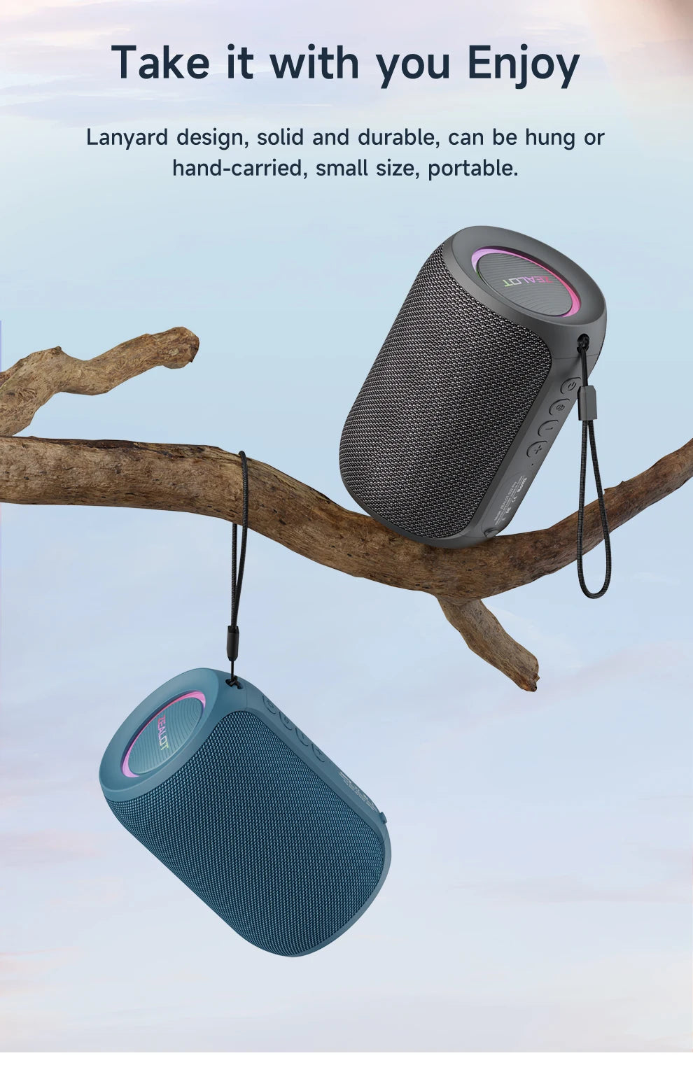Zealot S32 pro Bluetooth Wireless Outdoor Portable Subwoofer Speaker Waterproof IPX6 Dual Pairing 3600mAh Wireless Speaker