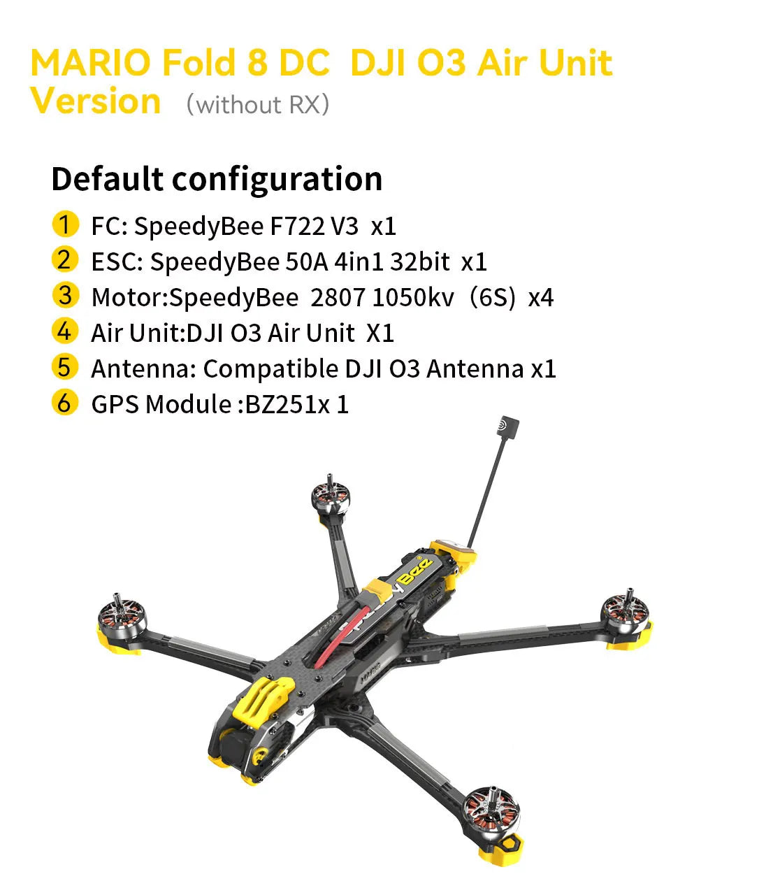 SpeedyBee Mario Fold 8 Long Range GPS Camera Drone - Foldable Power Kit Tidesmit
