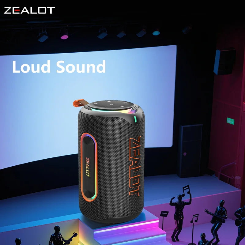 ZEALOT-MP1 60W Wireless Speakers,RGB Light,30 Hours Playtime,, Waterproof IPX 6,Wireless Speaker, Dual Pairing, 8000mAh Battery.