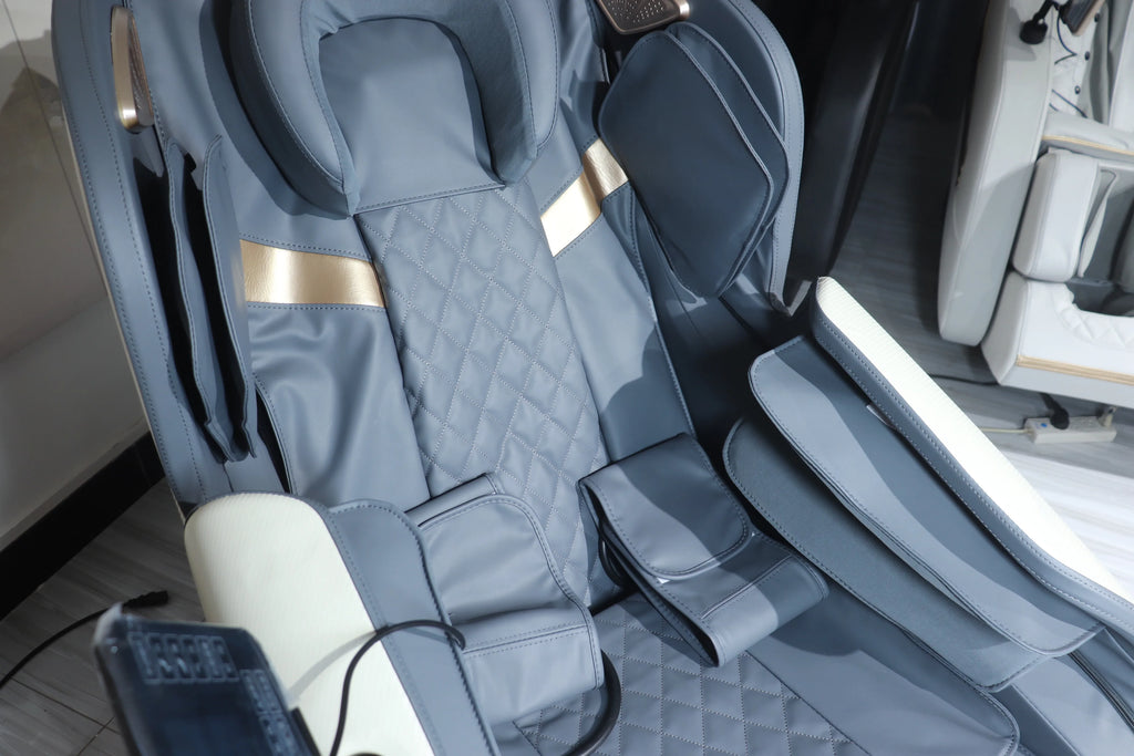 Shiatsu massage chair seat cushions with quilted pattern and foot massage area