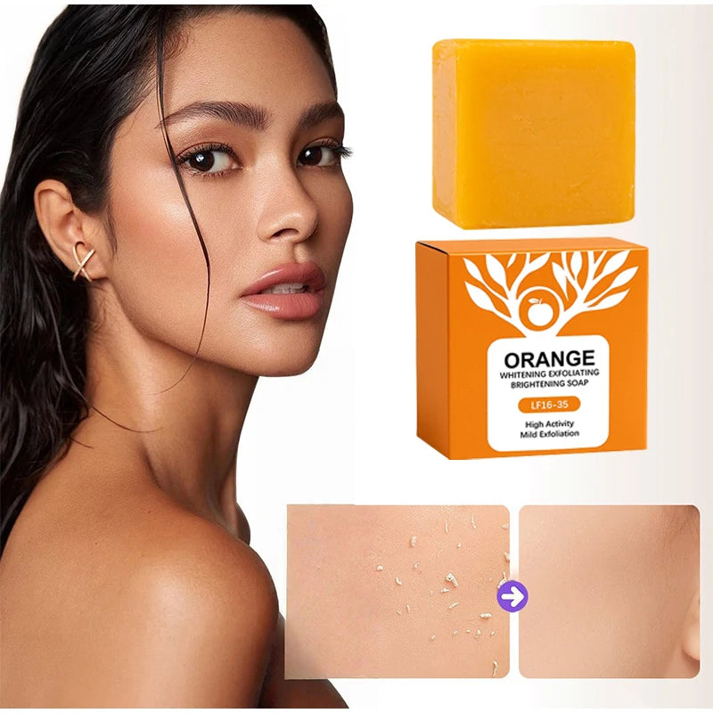 100g Orange Enzymes Mild Exfoliating Brightening Soap Bar,Face Body Gentle Cleansing Hydrating Moisturizing,Smooth Tender Skin