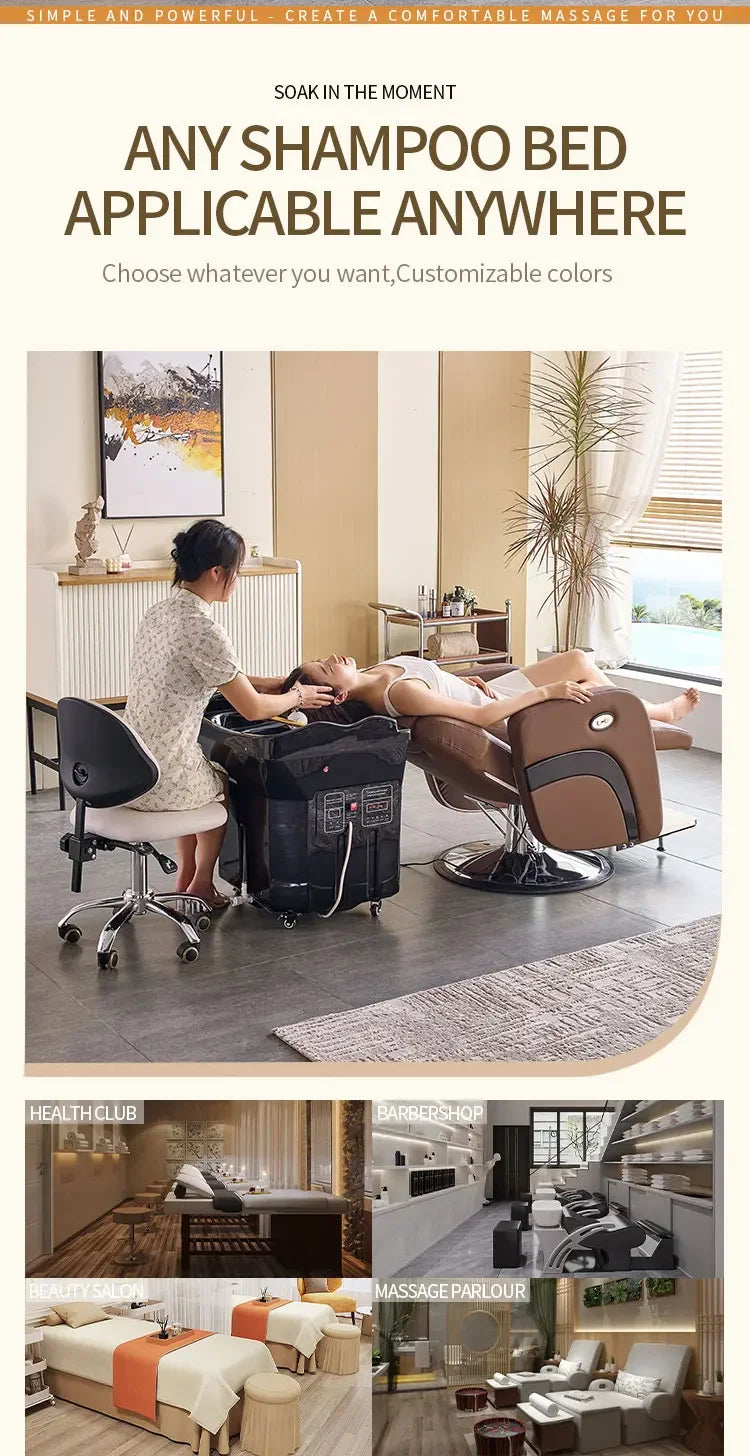 Portable Head Spa Bed with Water Tank - Adjustable Salon Shampoo Chair Massage Chairs Tidesmit